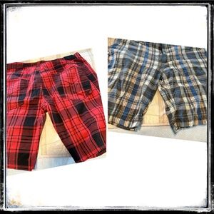MENS TWO PAIRS DESIGNER PLAID SHORTS